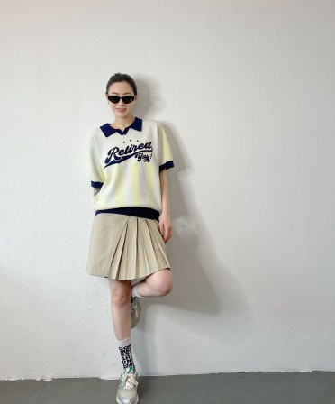 Beige Pleated Skirt #250318